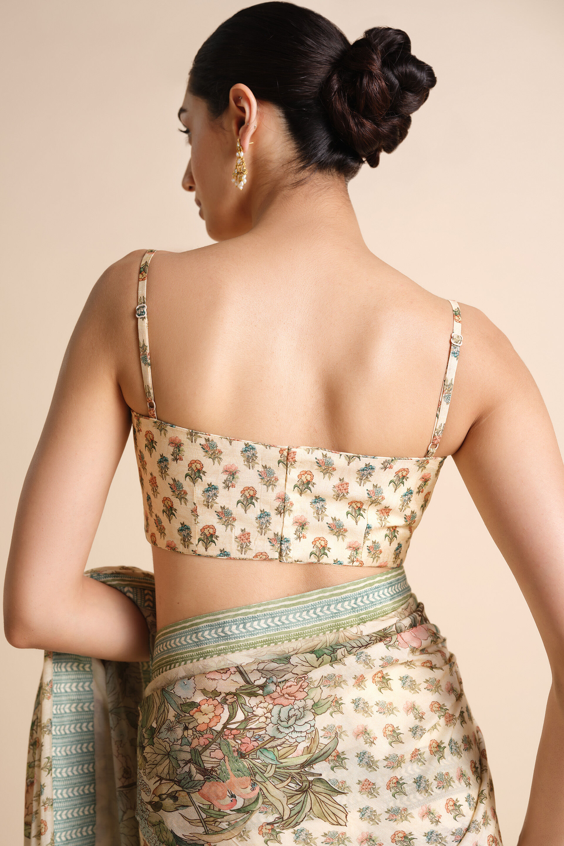 Liana Printed Silk Saree - Ivory, Ivory, image 6